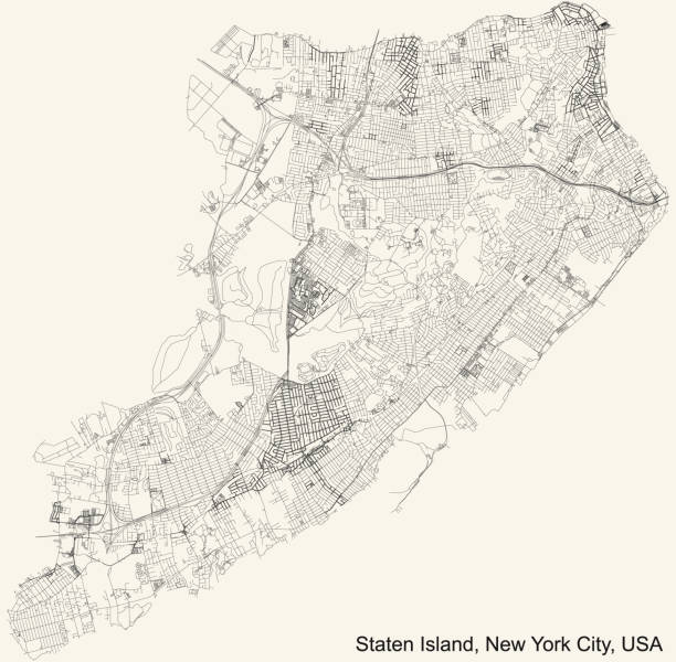 illustrations, cliparts, dessins animés et icônes de carte de routes de rue de l’arrondissement de staten island de new york city, etats-unis - brooklyn sign new york city queens
