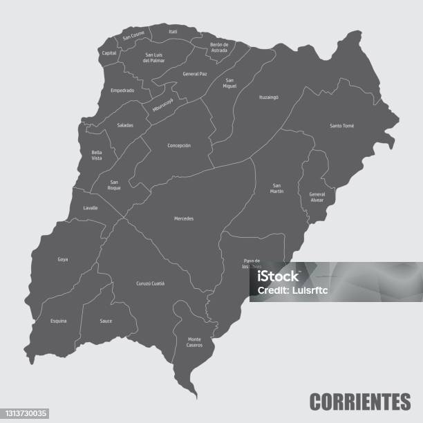 Corrientes Vector Corrientes Province Administrative Map Stock Illustration - Download ...