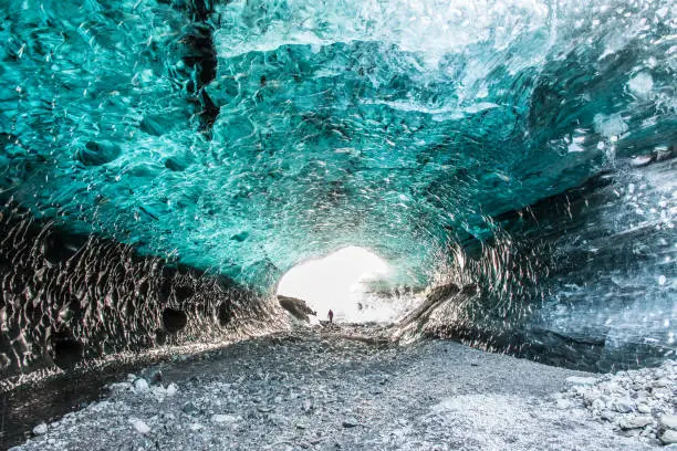 Beautiful Ice cave Sapphire in Breidamerkurjokull glacier in Vatnajokull National park