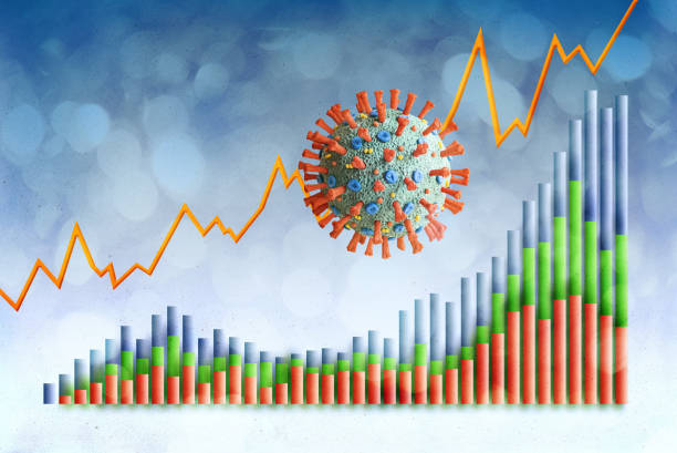 istock Coronavirus with economic infographics 3D with charts 1313732382