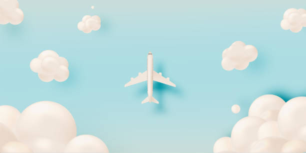 istock Airplane aerial view paper art with beautiful background 1313738171