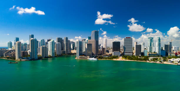 istock Downtown Miami Aerial Skyline View And Bay, Panorama Style 1313738956