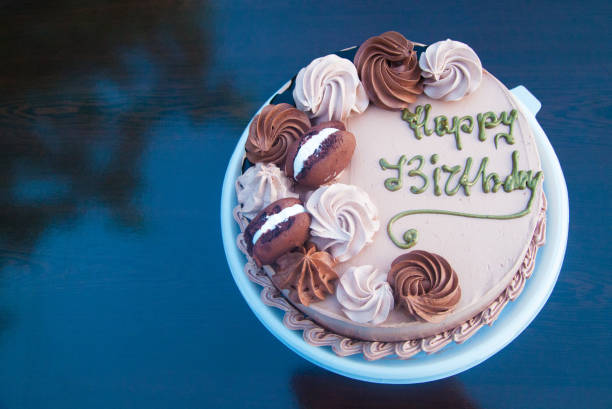 istock Sweet birthday cake on an isolated table. 1313739256