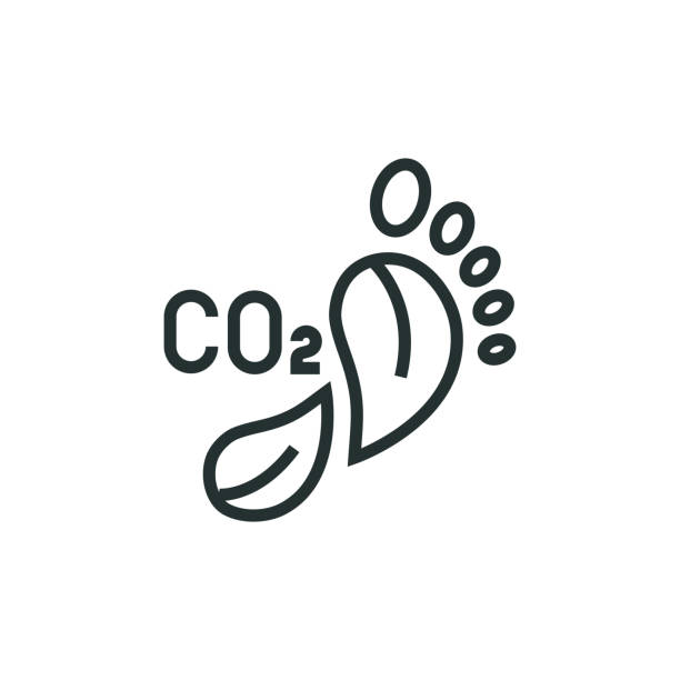 carbon footprint line icon - fußabdruck stock-grafiken, -clipart, -cartoons und -symbole