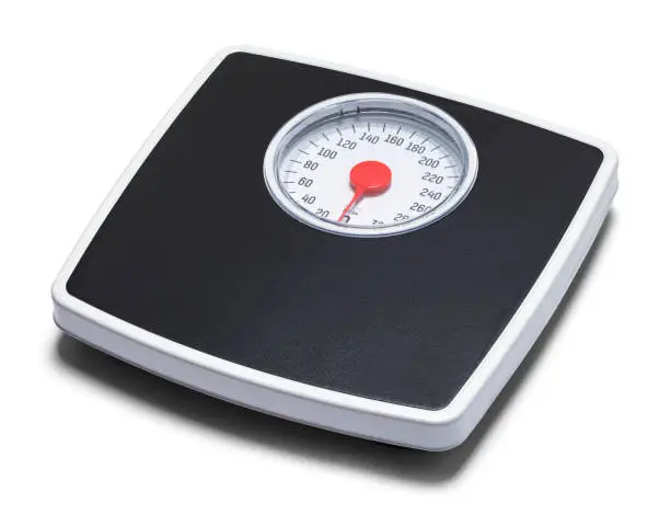 Square Bathroom Scale with Red Dial Cut Out.