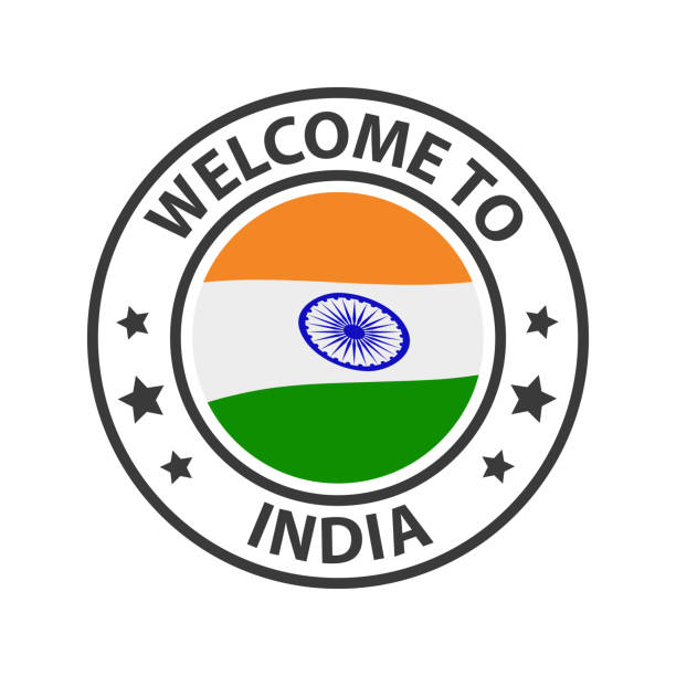 ilustrações de stock, clip art, desenhos animados e ícones de welcome to india. collection of icons welcome to. - passport postage stamp india passport stamp