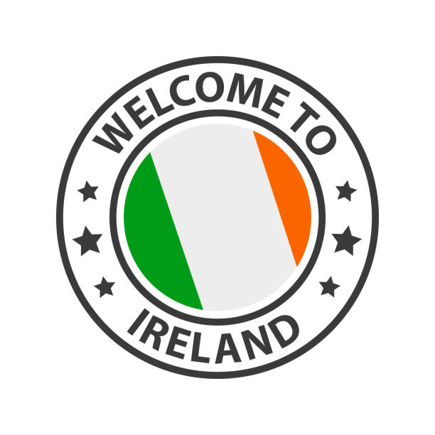 Welcome to Ireland. Collection of icons welcome to. Welcome to Ireland. Collection of icons welcome to. Stamp welcome to with waving country flag irish flags for sale stock illustrations