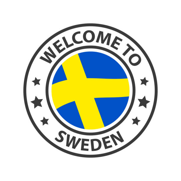 willkommen in schweden. sammlung von symbolen willkommen. - passport sweden customs europe stock-grafiken, -clipart, -cartoons und -symbole