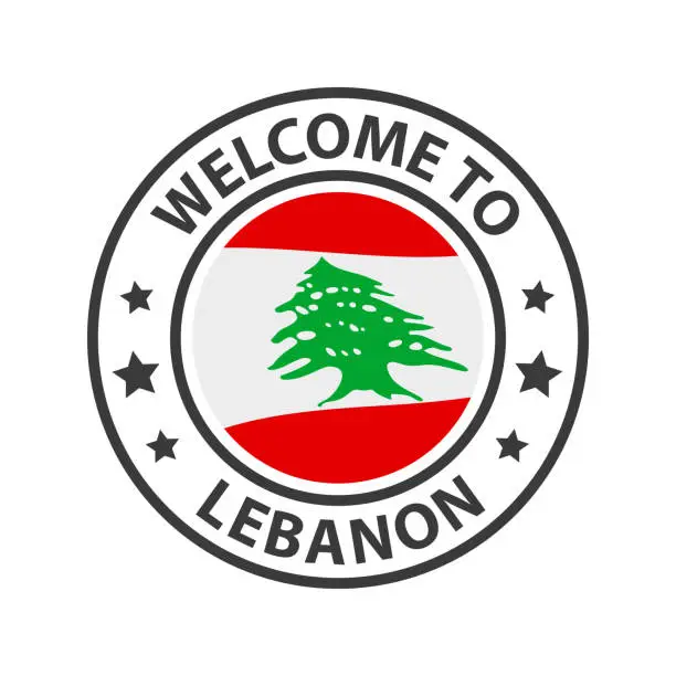 Vector illustration of Welcome to Lebanon. Collection of icons welcome to.
