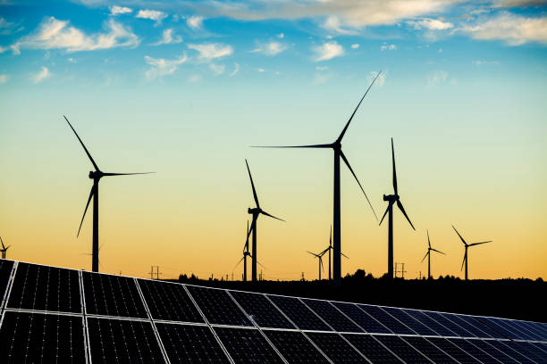 istock Solar photovoltaic panels and wind turbines 1313751852