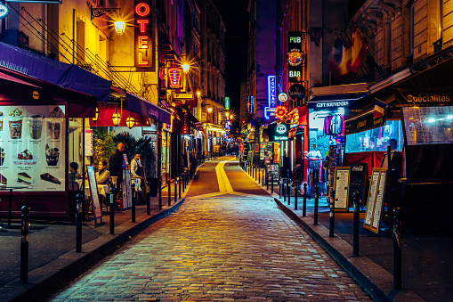 Small street of Paris near Norte Dame.