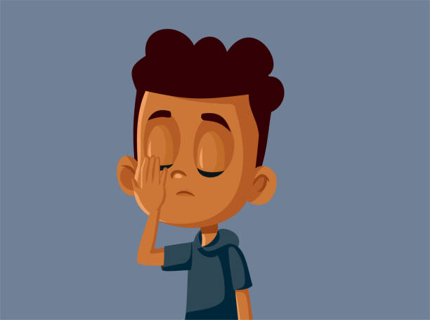 Facepalm Little African Boy Feeling Disappointed Child feeling exasperated and frustrated having problems being embarrassed and ashamed facepalm funny stock illustrations