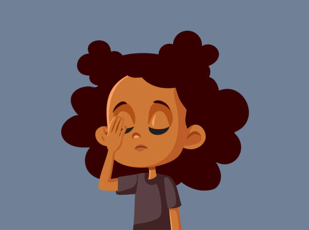 Facepalm Little African Girl Feeling Disappointed Child feeling stressed out and frustrated having problems being embarrassed and ashamed facepalm funny stock illustrations