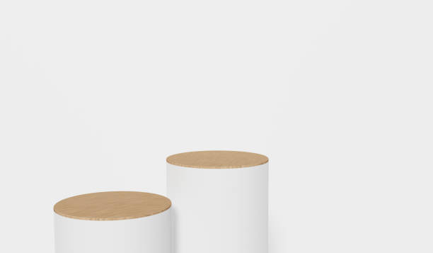 istock Abstract geometric podium background, mock-up, blank minimalistic empty showcase template, Modern art deco shop display, pastel colors. 3d render. 1313765978