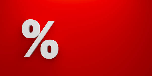 istock Percentage icon on red background and copy space. 3d illustration 1313768253