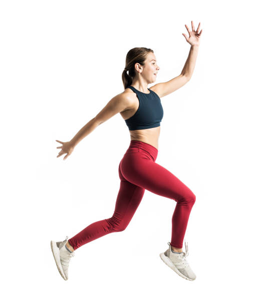 istock Young girl running on white background 1313769977