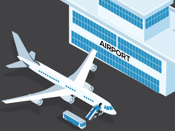 ilustrações de stock, clip art, desenhos animados e ícones de airplane with passenger entering the airplane - entering airplane