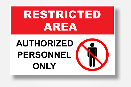 Restricted area authorized personnel only symbol No access, no entry, prohibition sign with man vector icon for graphic design, logo, web site, social media, mobile app, ui illustration