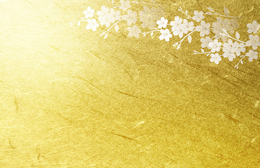 Cherry blossom golden Japanese paper background