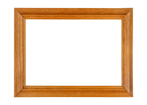 istock Empty wooden frame for artwork or photo with oak texture border isolated on white background 1313774872