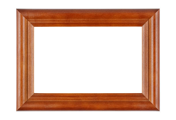 istock Empty varnished brown wooden photo frame isolated on white background 1313774874