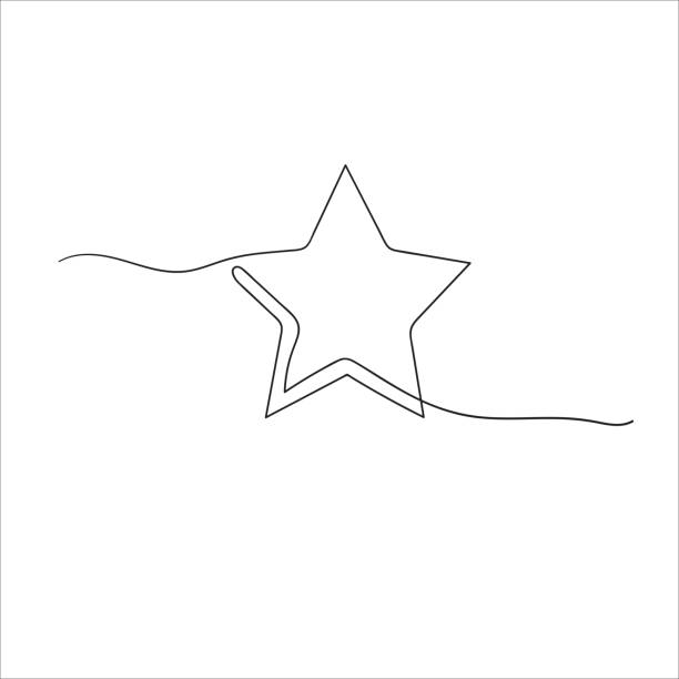 手繪塗鴉明星插圖在連續線藝術風格載體 - 星星 插圖 幅插畫檔、美工圖案、卡通及圖標