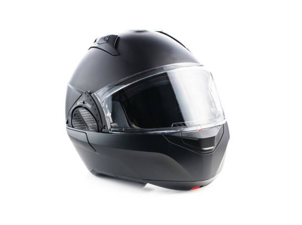 istock Black modular motorcycle helmet isolated on white background. 1313783323
