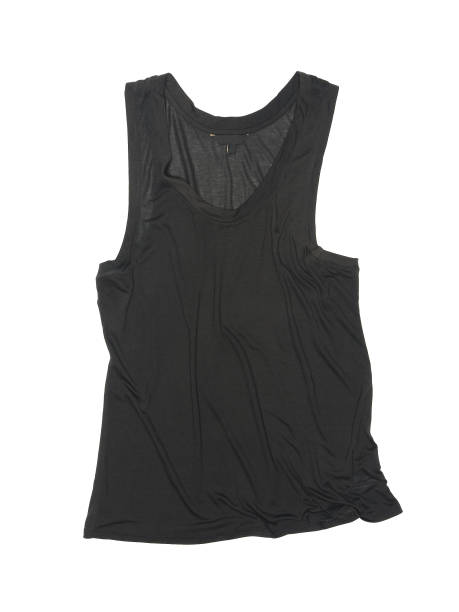 istock Wrinkled black male tank top isolated on white 1313783447