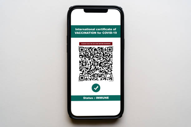 istock smartphone with certificate of vaccination 1313785563