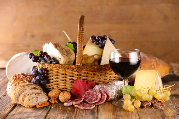istock bread,  cheese and salami with red wine glass 1313786839