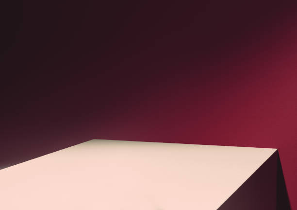 istock 3D illustration of light beige board and red background. 1313787260