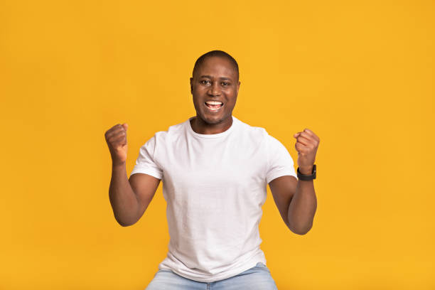 istock Triumph, victory and online win. and expressing positive emotions 1313792268