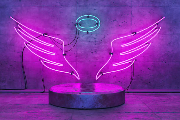 istock angel shaped neon lamp with base for product display 1313795129