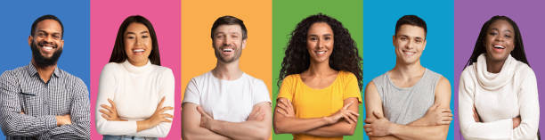 istock Composite collage of young people expressing positive emotions, panorama 1313795249