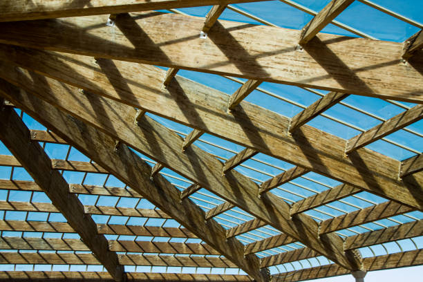 istock Glass roof with wooden ceilings 1313796773