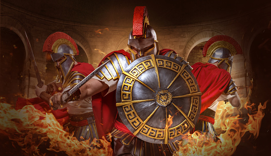 ancient greek spartan warrior render 3d