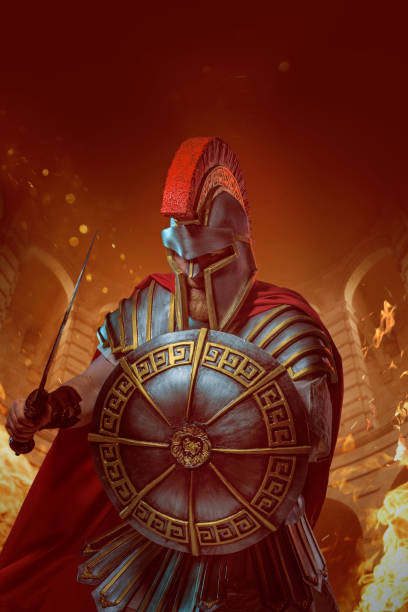 istock A redhead Warrior Gladiator in a fire filled fighting arena 1313797402