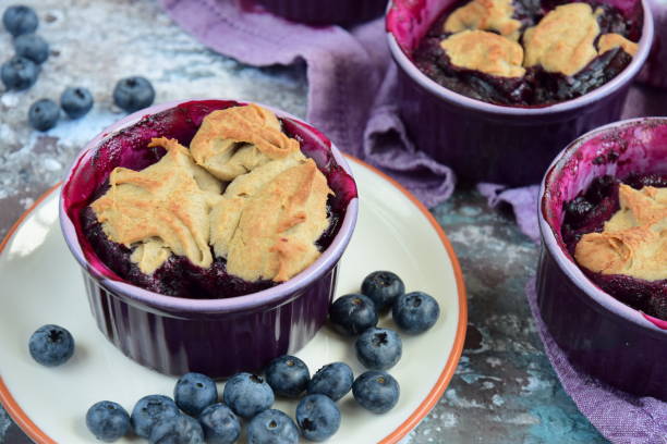 istock Blueberry Cobbler in Ramekins. Summer baking idea 1313797877