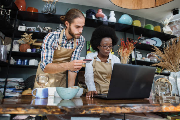 istock Multiracial people preparing clients order from online shop 1313797948