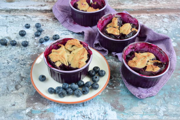 istock Blueberry Cobbler in Ramekins. Summer baking idea 1313797989