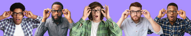 istock Surprised young men expressing amazement wearing specs 1313798047