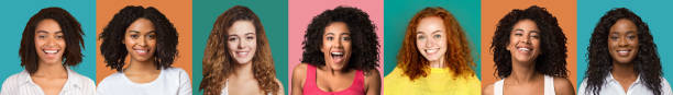 istock Collage of happy diverse multicultural curly women 1313798061
