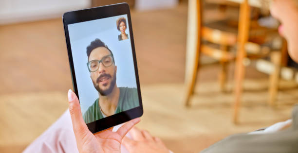 istock Wife talking with her husband on video call 1313800705