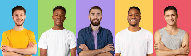 istock Collage set of happy diverse multicultural men 1313801242