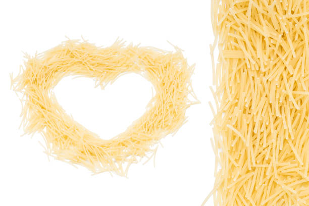 vermicelli pasta set isolated on white background. pasta product collection cut out.