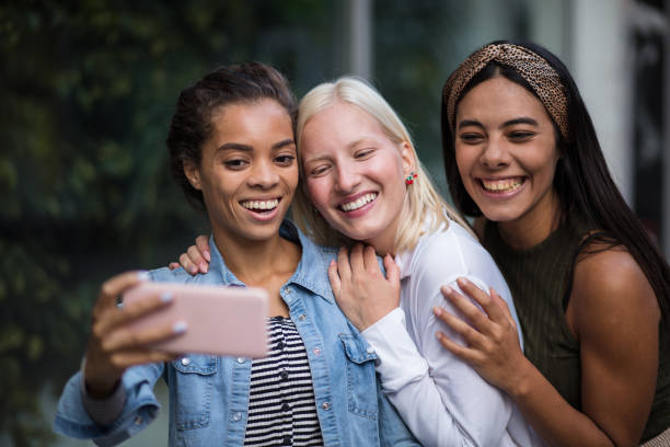 istock Cheerful women posing for self portrait. 1313802004