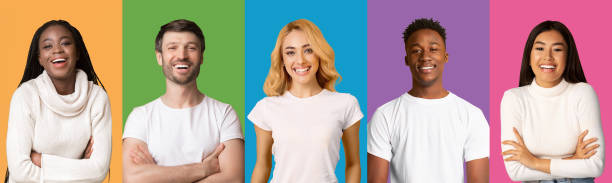 istock Composite collage of young people expressing positive emotions, panorama 1313802614