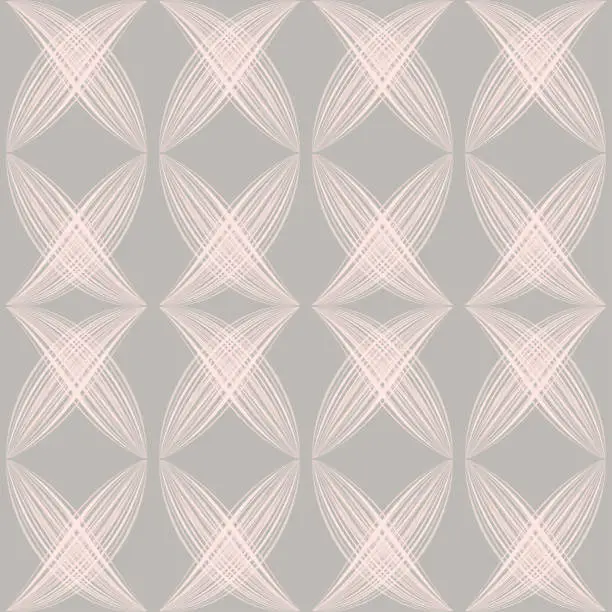 Vector illustration of Vector seamless pattern in pastel brown colors, hatched petals arranged on a light background in geometric order.