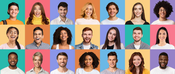 istock Composite collage of happy diverse multicultural young people 1313802803