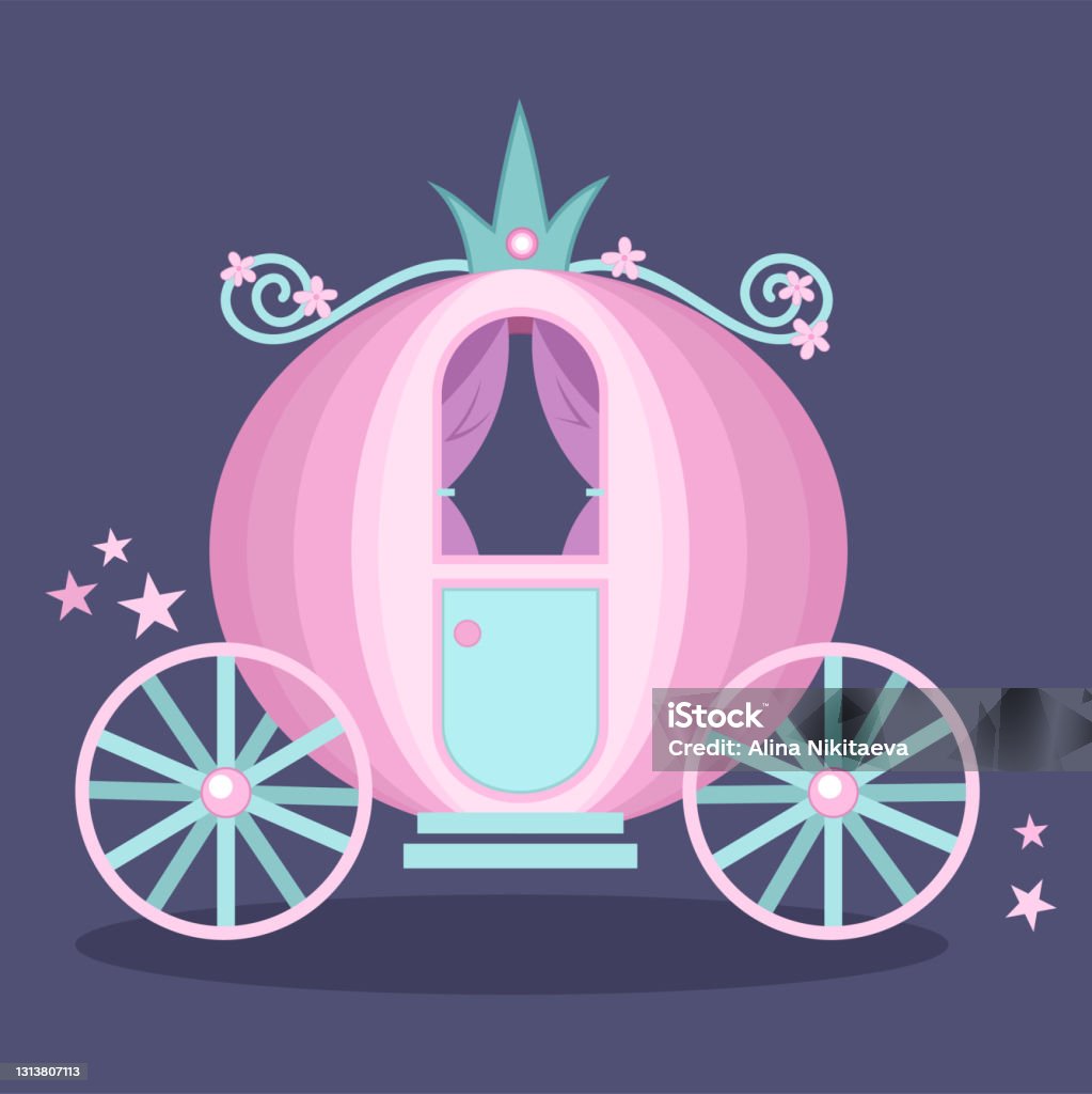 Cute Pink Cinderella Princess Coach Carriage Stock Illustration ...